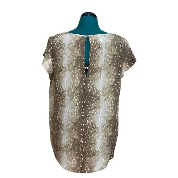 Joie Silk Tariana Top Deer Print Bambi Doe Fawn Sz L - Picture 2 of 10